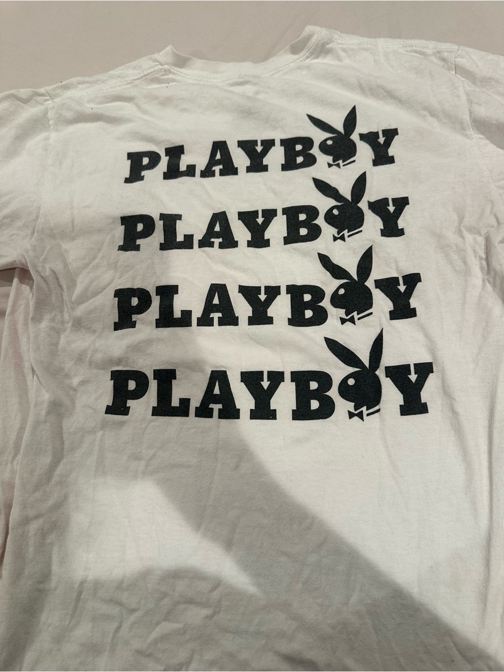 PLAYBOY Kids White Tee with Black Repeat Logo